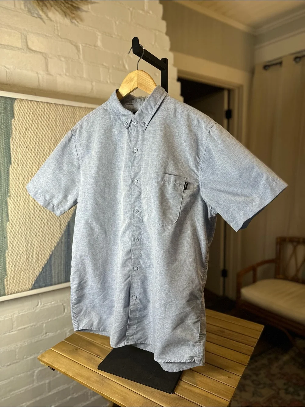 Molokai Surf Co Blue Button Up Collared Shirt